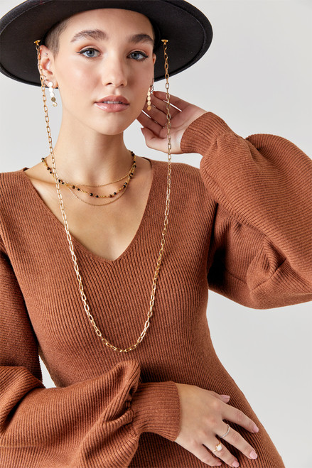 Roe Balloon Sleeve Sweater Mini Dress