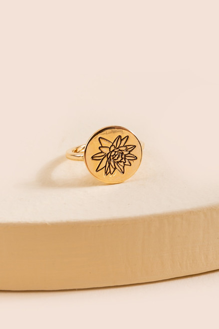 July Birth Flower Etched Ring