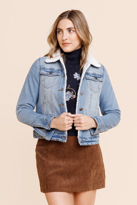 Maddie Sherpa Lined Denim Jacket