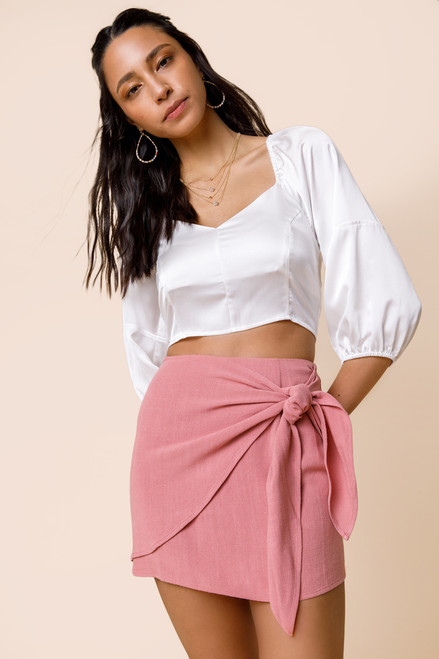 Saundra Front Tie Mini Skirt