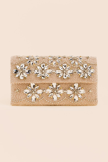 Ruth Jeweled Floral Beaded Clutch