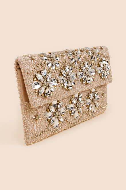 Ruth Jeweled Floral Beaded Clutch