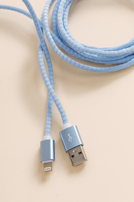 Light Blue Braided Charge and Sync Lightning Cable 10ft