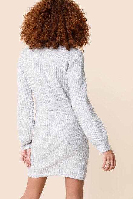 Alexa Belted Button Front Sweater Dress