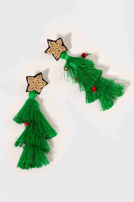 Christmas Tree Tiered Tassel Earrings
