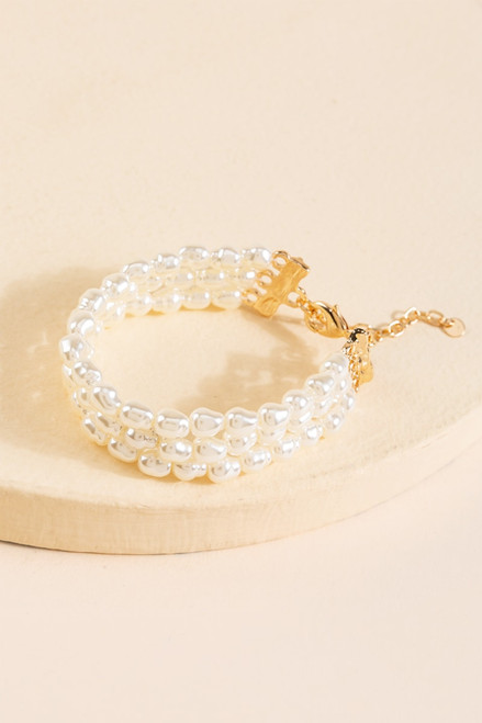 Ava Three Row Pearl Bracelet