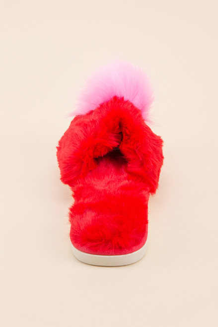 Amor Poof Slippers Red