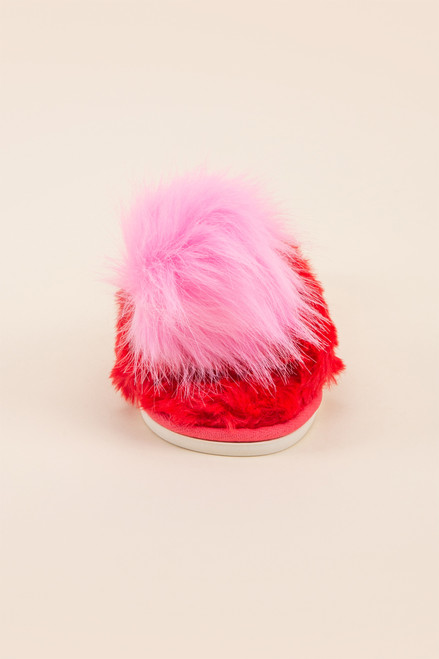 Amor Poof Slippers Red