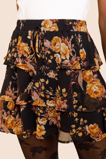 Liza Tiered Floral Mini Skirt