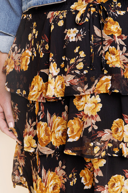 Liza Tiered Floral Mini Skirt