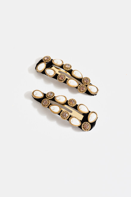 Zara Pearl & Stone Snap Hair Barrettes