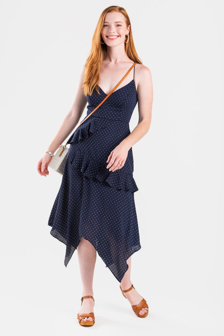 Lela Asymmetrical Ruffle Midi Dress