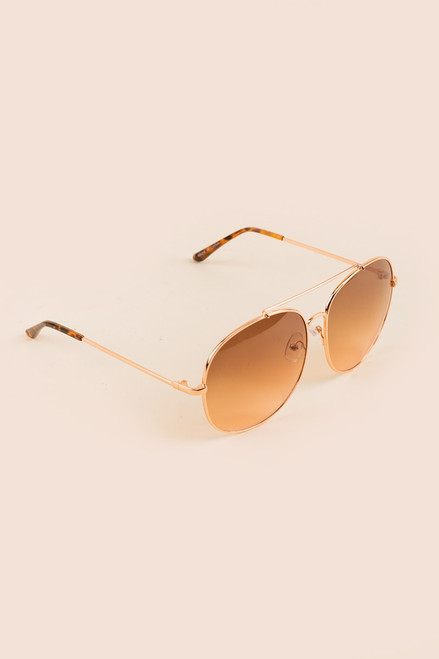 Hazel Double Bridge Round Sunglasses