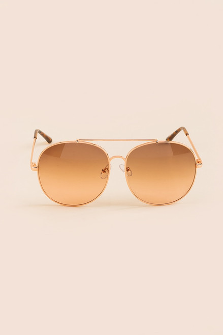 Hazel Double Bridge Round Sunglasses