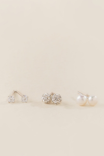 Liana Cubic Zirconia Pearl Stud Set