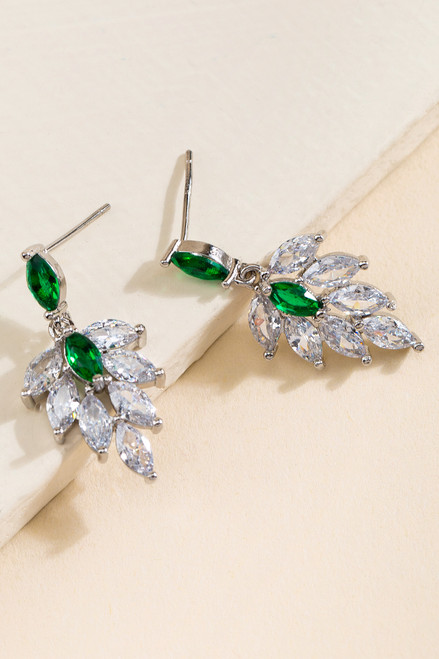 Hudson Crystal Leaf Drop Earrings