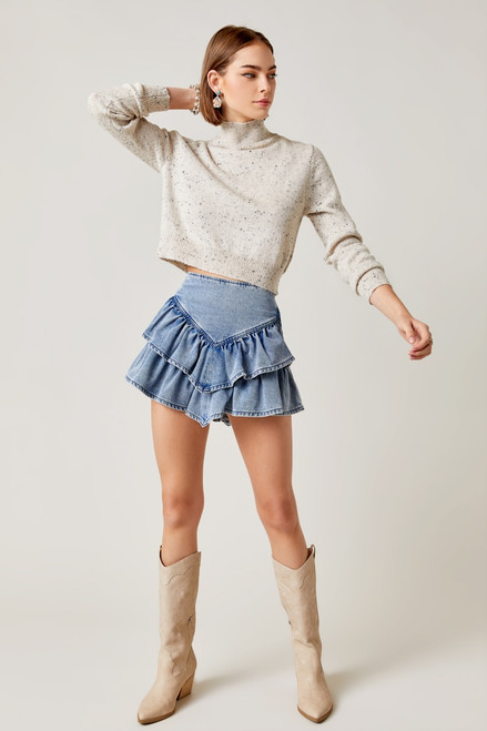 Davia Ruffled Hem Mini Skirt