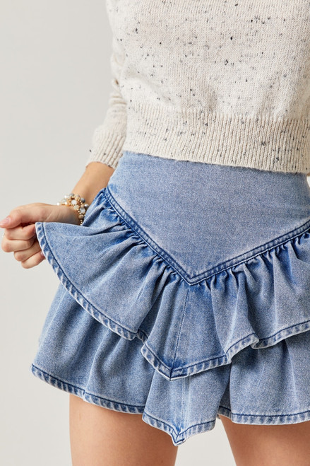 Davia Ruffled Hem Mini Skirt