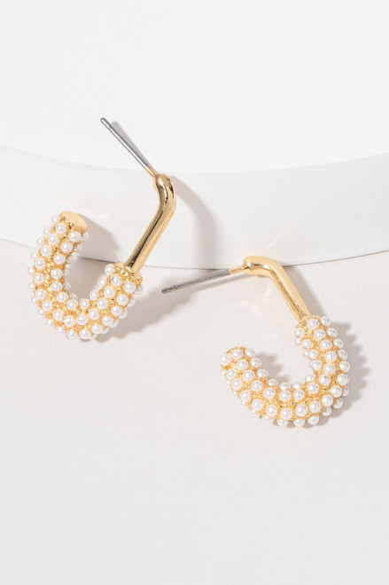 Cassie Faux Safety Pin Pearl Earrings