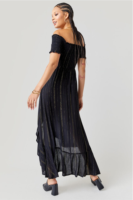 Norah Striped Off The Shoulder Maxi Dress