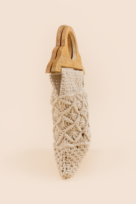 Melanie Crochet Wood Handle Tote