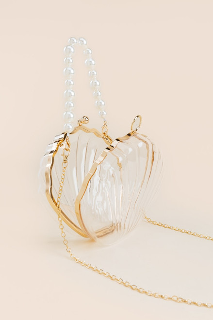 Eileen Clear Shell Pearl Strand Crossbody