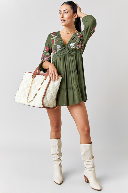 Jordina Embroidered A-Line Mini Dress