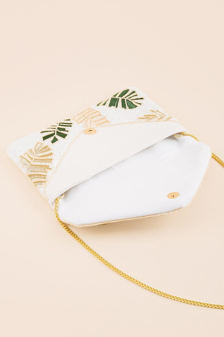 Palm Leaves Beaded Clutch
