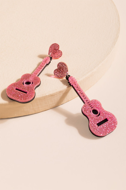 Valo Glitter Guitar Drop Earrings
