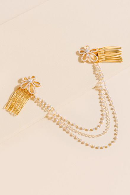 Tiffany Draped Pearl Comb