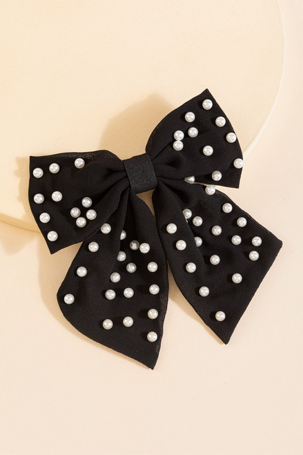 Lindsay Pearl Embellished Bow Clip