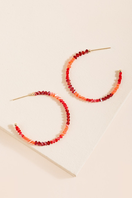 Erica Beaded Rock Chip Hoop Earrings