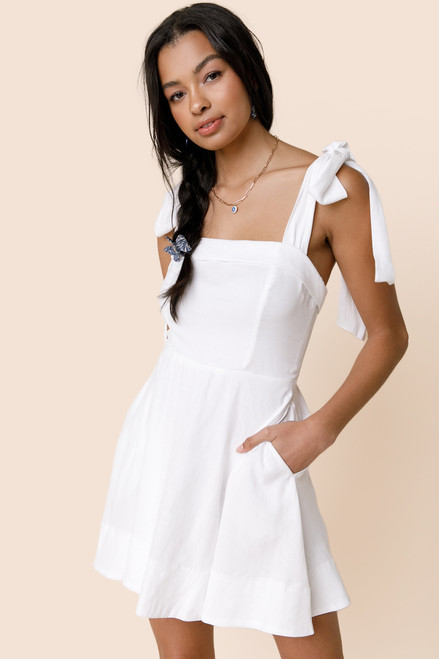 Poppy Exaggerated Tie Shoulder Dress