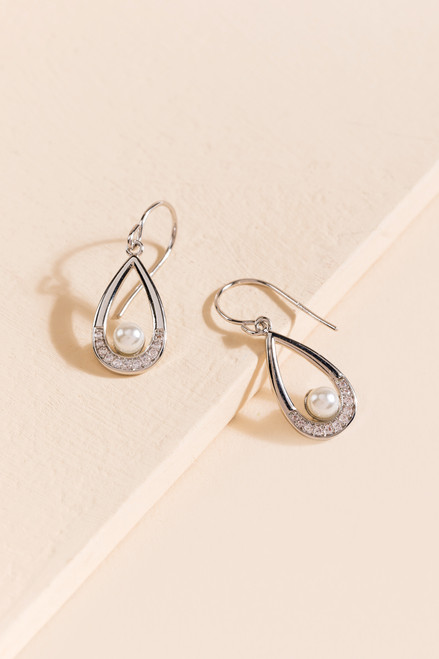 Lilian Crystal Pearl Teardrop Earrings