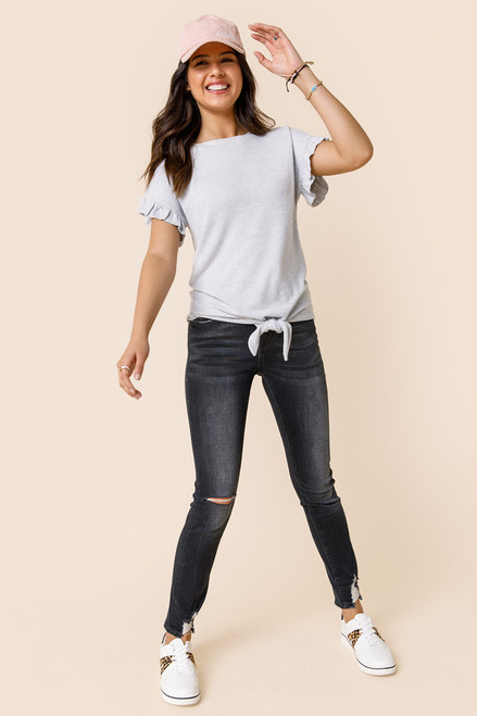 Tasha Front Knot Ruffle Sleeve Tee