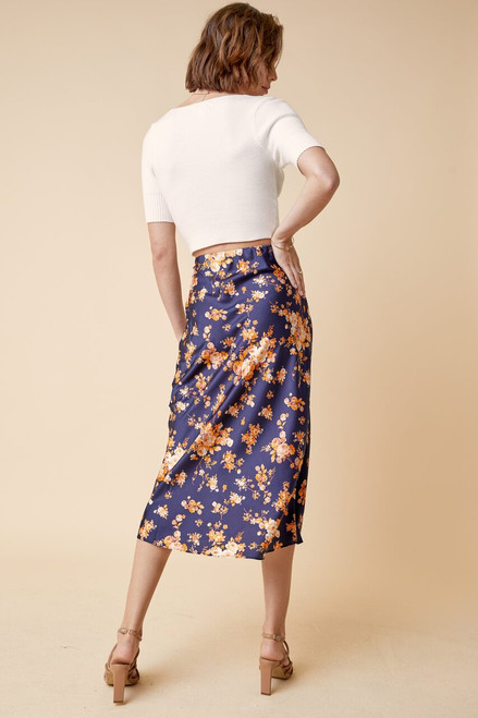 Jasmine Floral Satin Midi Skirt
