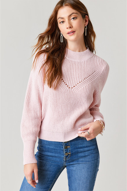 Jerri Mock Neck Pointelle Sweater