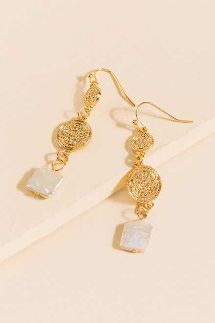 Amy Pearl Coin Drop Earrings