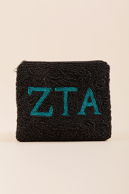 Zeta Tau Alpha Sorority Beaded Coin Pouch