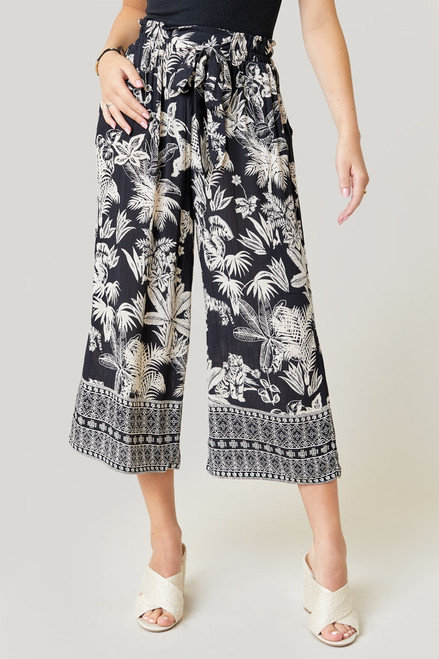 Anna Tropical Floral Printed Cropped Pants