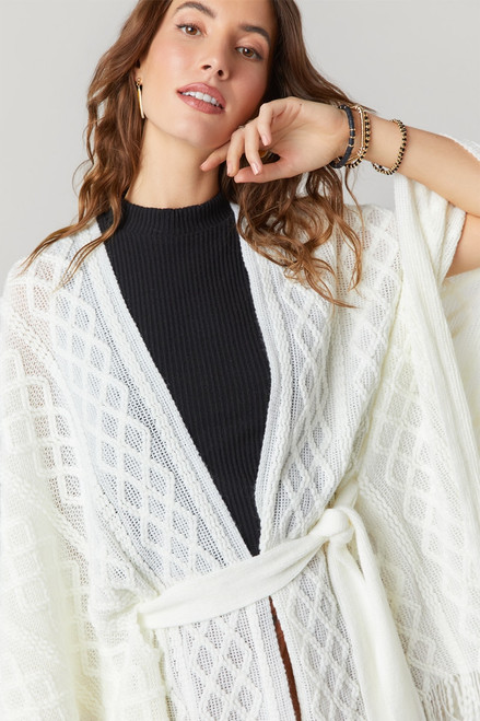 Caitlin Belted Cable Knit Kimono