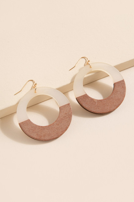 Azariah Wood Circle Drop Earrings