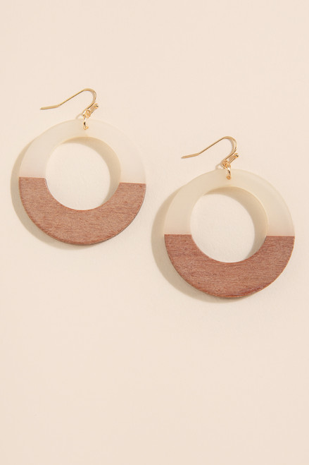 Azariah Wood Circle Drop Earrings