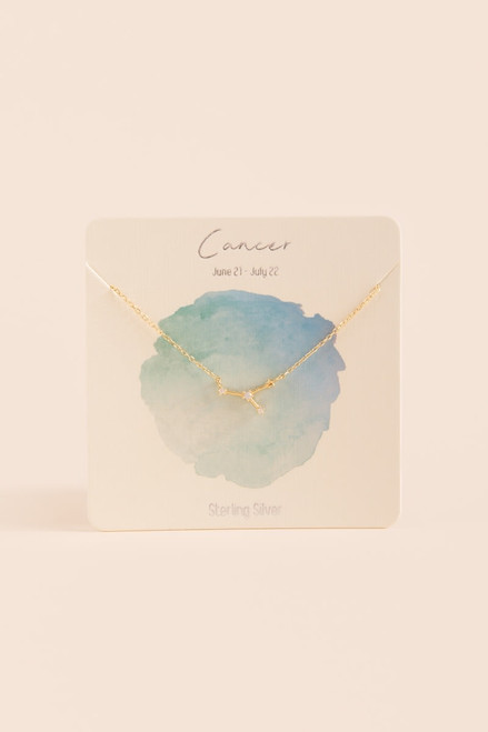 Gold Cancer Constellation Pendant Necklace