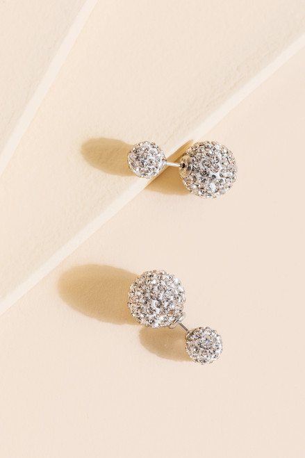 Jessica Double Sphere Crystal Stud Earrings