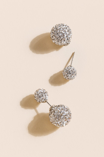 Jessica Double Sphere Crystal Stud Earrings