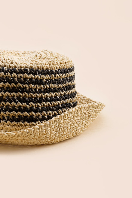 Jasmine Striped Straw Bucket Hat