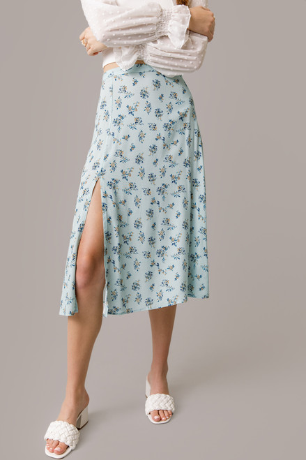 Kelsey Floral Side Slit Midi Skirt
