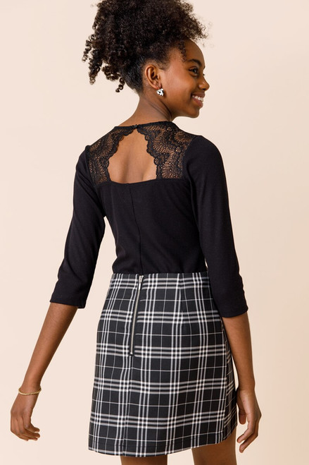 Franki Plaid Skirt for Girls Black