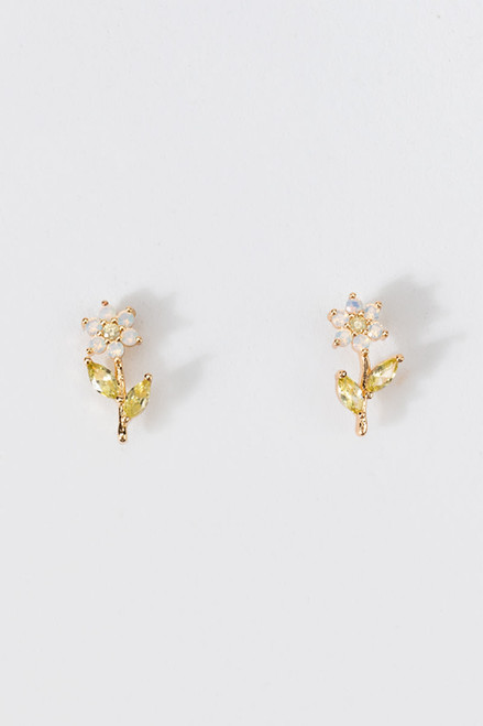 Alanis Stemmed Flower Stud Earrings